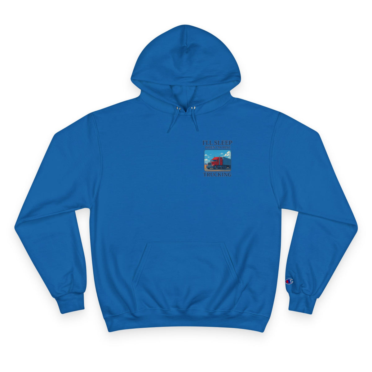 Light steel truck driver hoodie with motivational slogan "I'll Sleep When I'm Done" by Printify, featuring a comfortable fit and casual style.