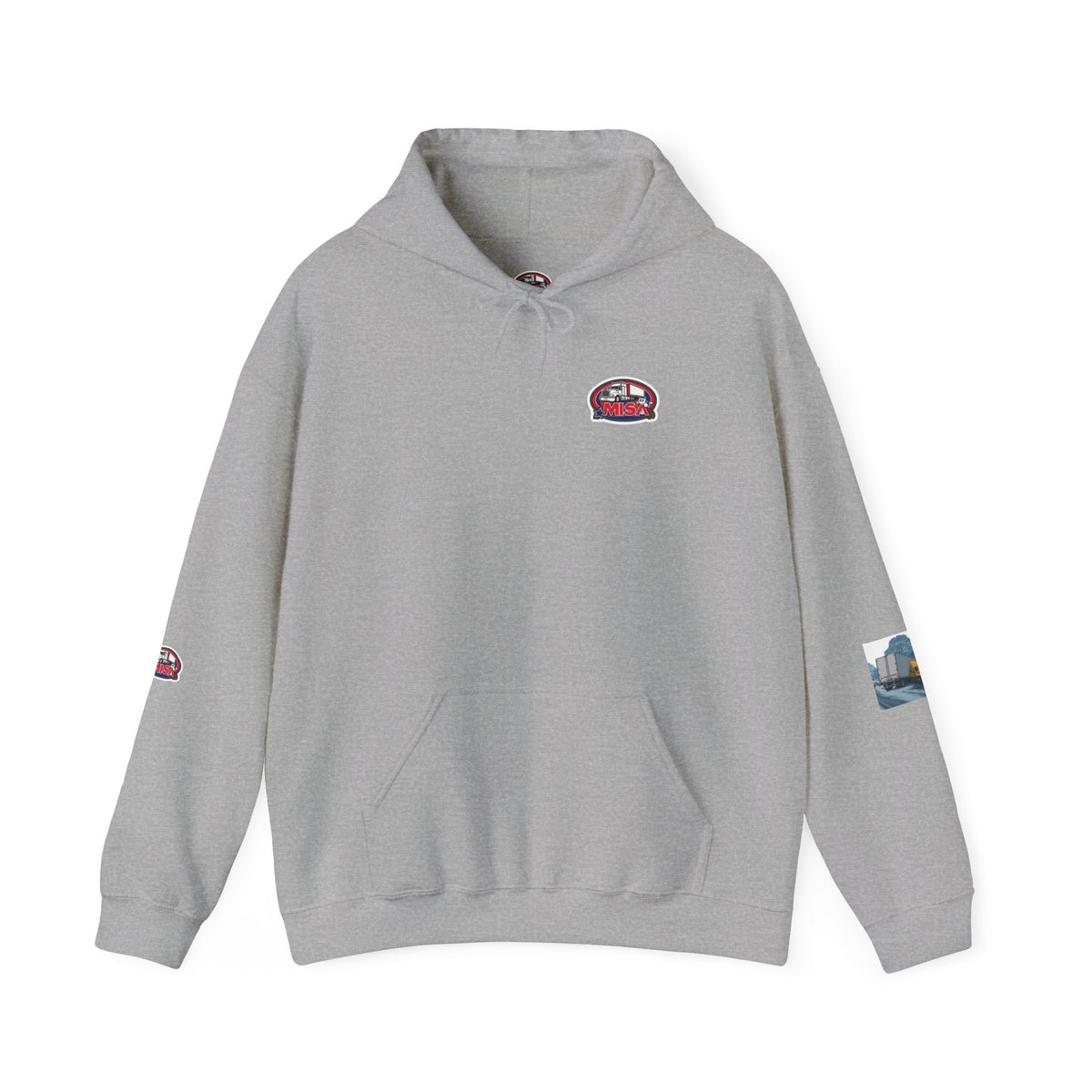 Unisex heavy blend hoodie with "You Can't Park Here" funny design, in ash color, from Printify.