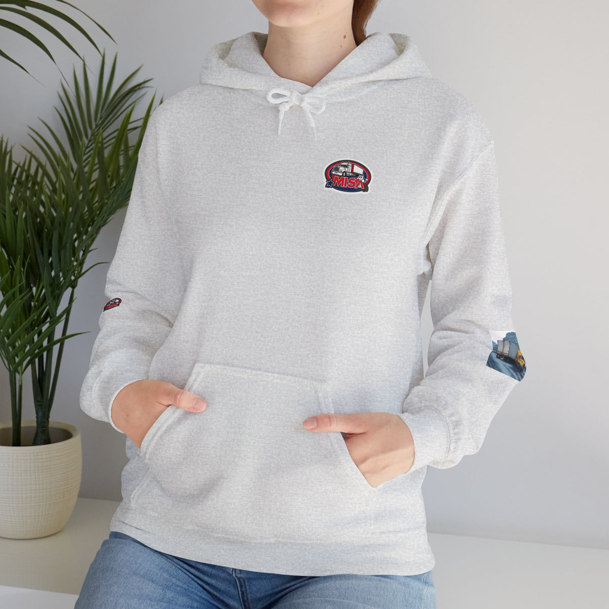 Unisex heavy blend hoodie by Printify with humorous "You Can't Park Here" design, in ash color, featuring front graphic print.