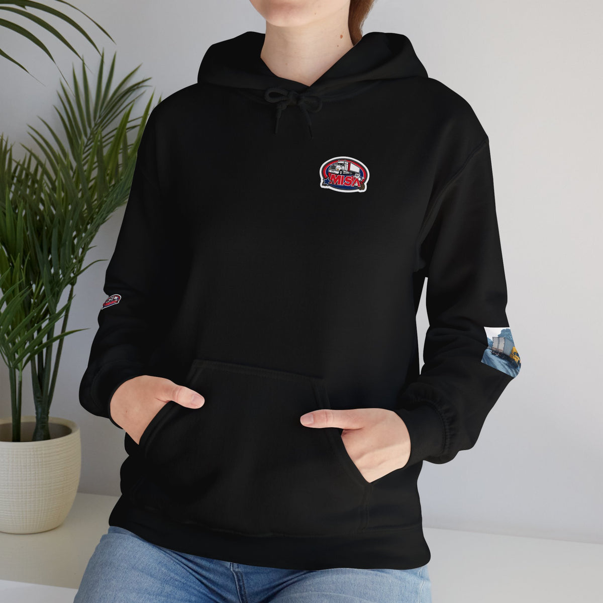 Unisex heavy blend hoodie by Printify with humorous "You Can't Park Here" design, featuring a gray fabric and front graphic.