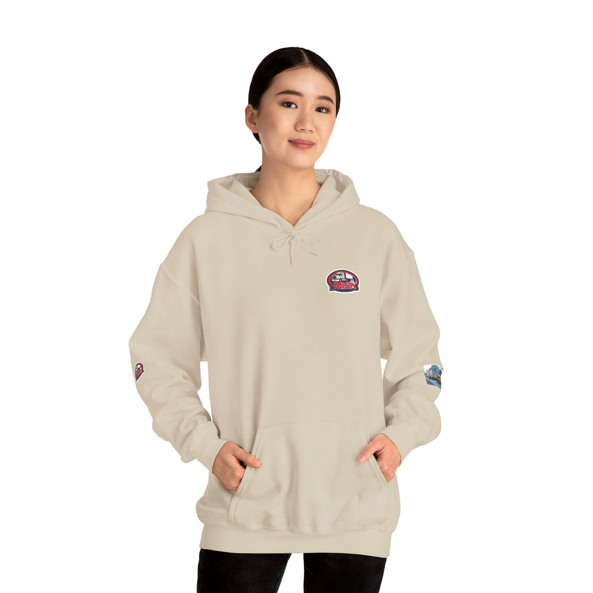 Funny unisex heavy blend hoodie with "You Can't Park Here" design, featuring a comfortable hooded sweatshirt by Printify.