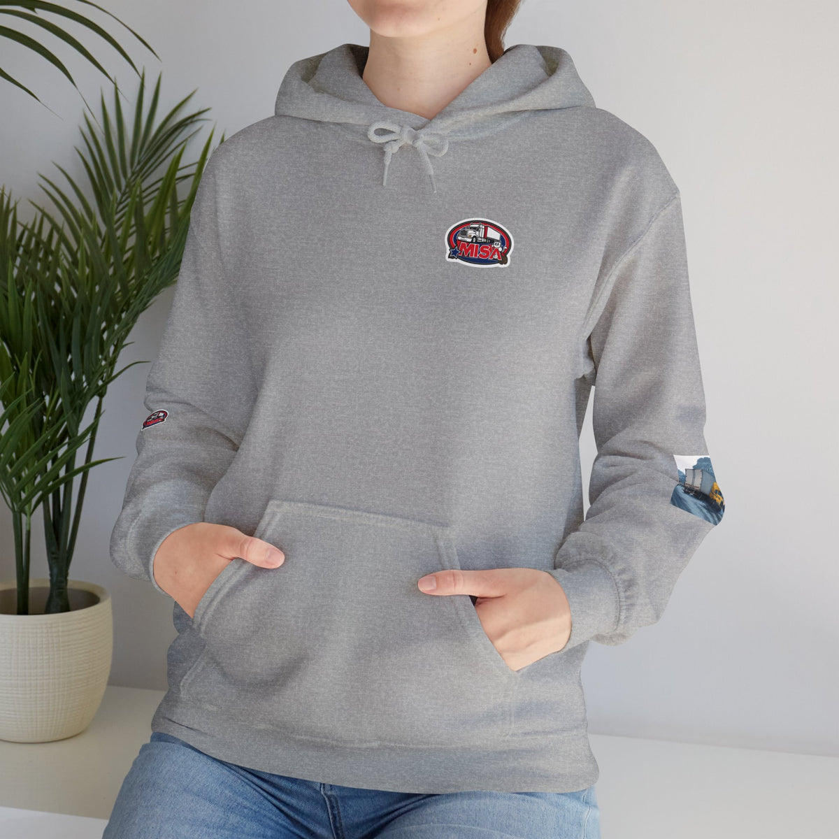 Unisex gray Heavy Blend hoodie by Printify with humorous "You Can't Park Here" design, featuring a hood and front print.