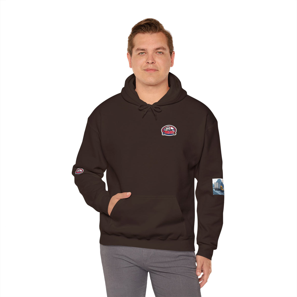 Unisex Heavy Blend hoodie by Printify featuring a humorous "You Can't Park Here" design on ash-colored fabric.