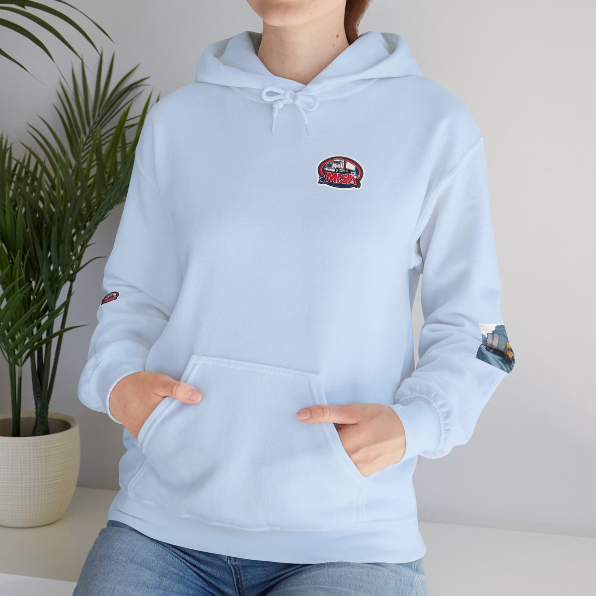 Unisex grey Heavy Blend™ hoodie by Printify featuring a humorous "You Can't Park Here" design.