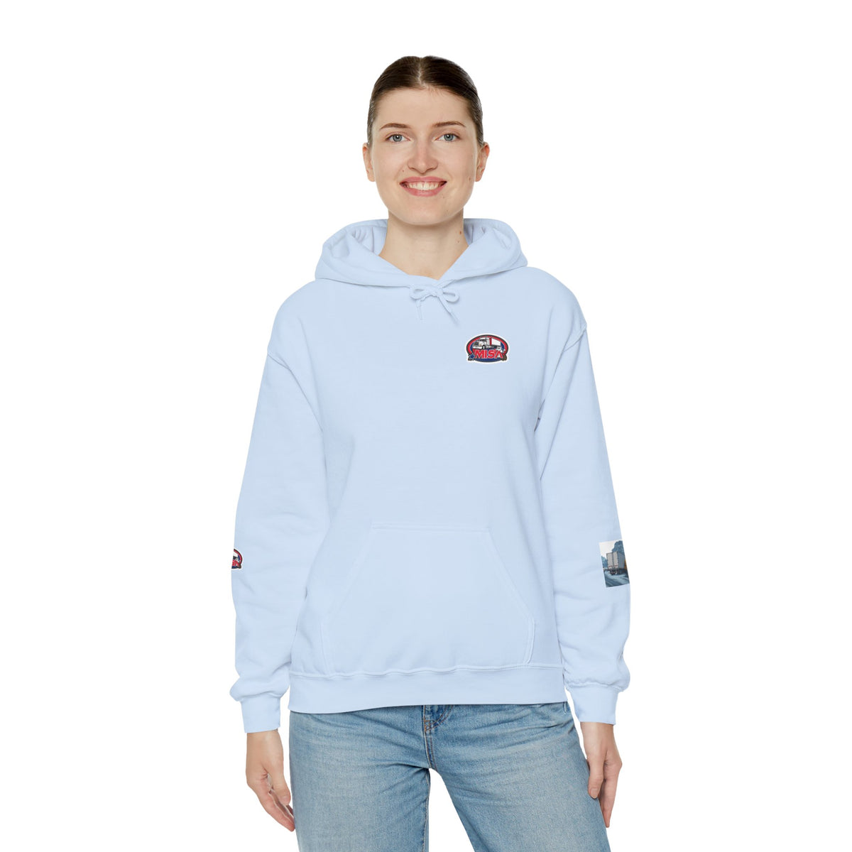 Unisex ash-colored Heavy Blend™ hoodie by Printify with humorous "You Can't Park Here" graphic print.