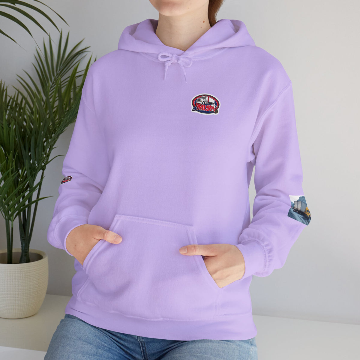Unisex heavy blend hoodie with "You Can't Park Here" funny design by Printify, featuring a casual gray hooded sweatshirt.
