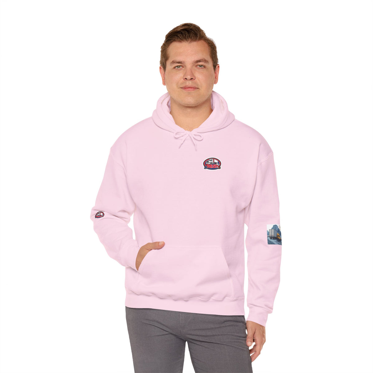Unisex gray Heavy Blend hoodie by Printify with humorous "You Can't Park Here" design, featuring a front print and comfortable fit.