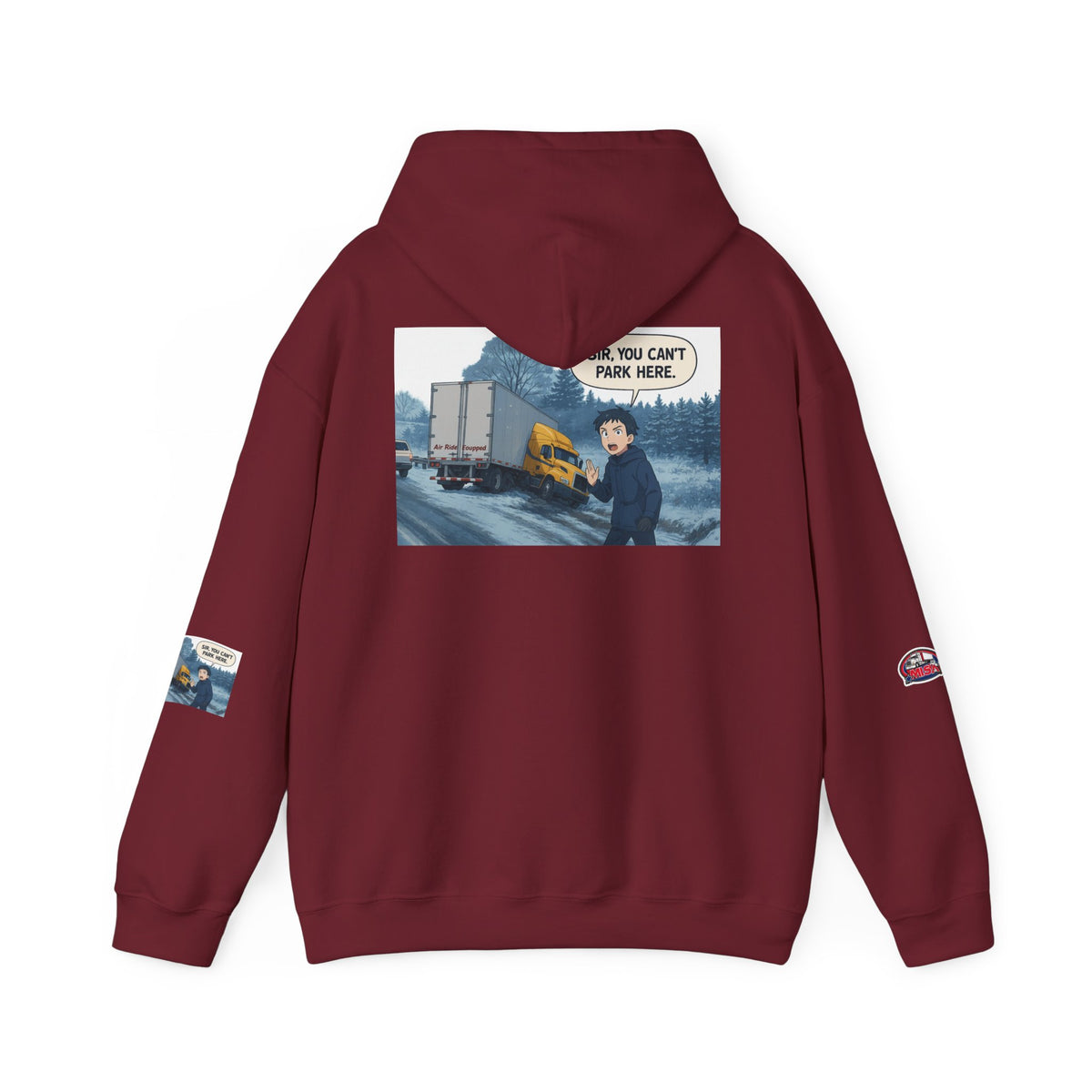 Unisex heavy blend hoodie from Printify with "You Can't Park Here" humorous design on ash-colored fabric.