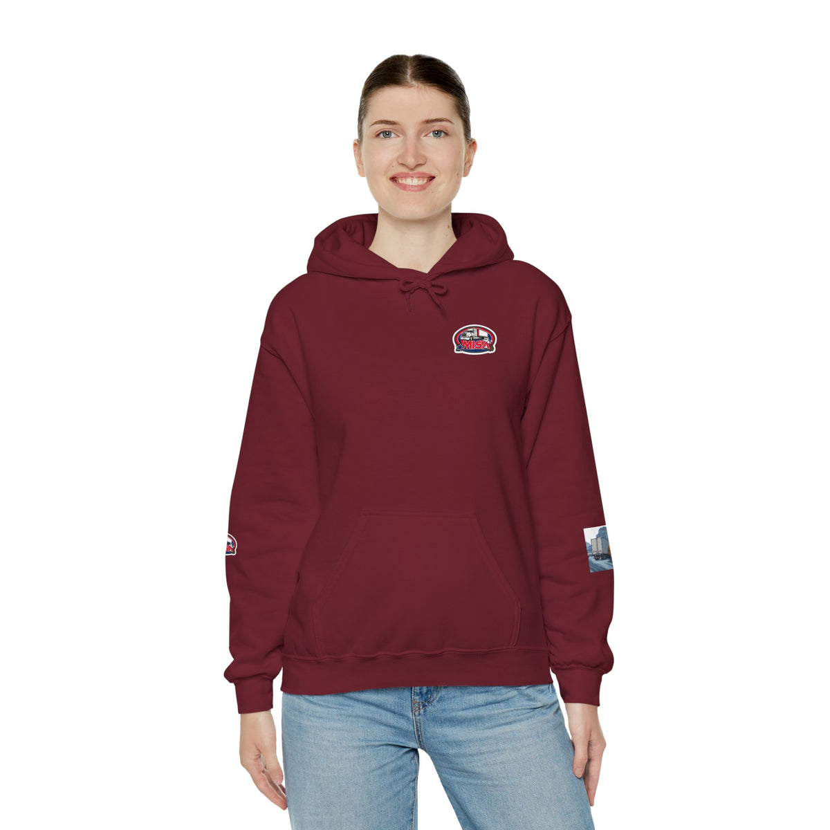 Unisex heavy blend hoodie by Printify with "You Can't Park Here" humorous design, ash gray color, front view.