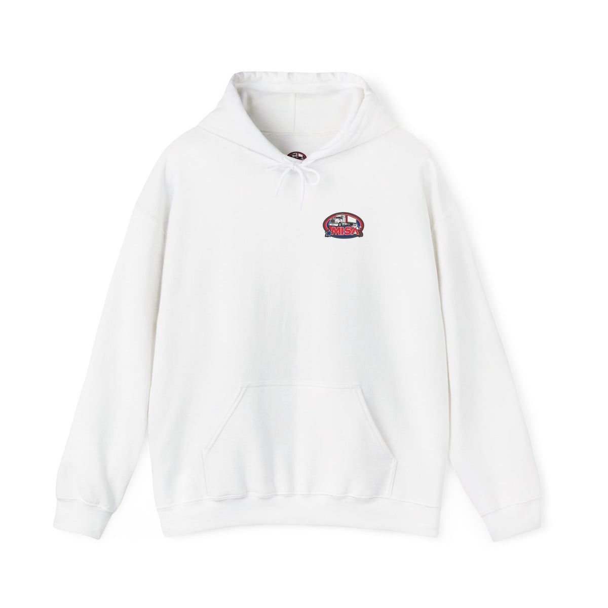 Unisex Heavy Blend™ Hoodie by Printify featuring vintage 'Misa' design, gray color, and comfortable fit for casual style.