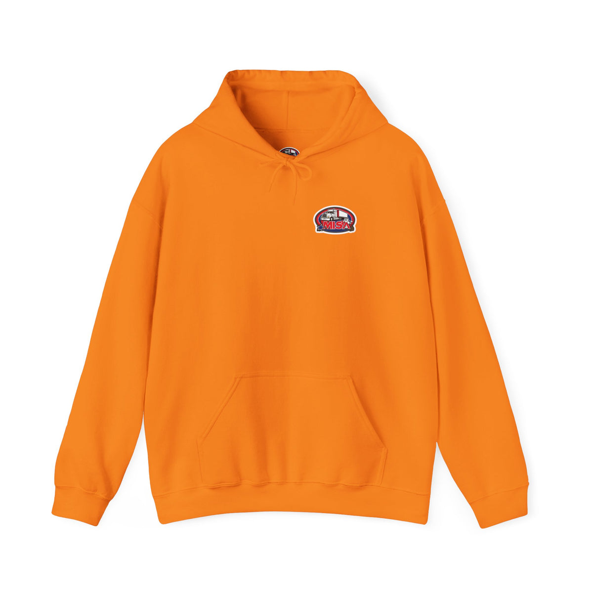 Unisex Heavy Blend™ Hoodie by Printify featuring a vintage Misa design, shown in ash color with a hood and front pocket.