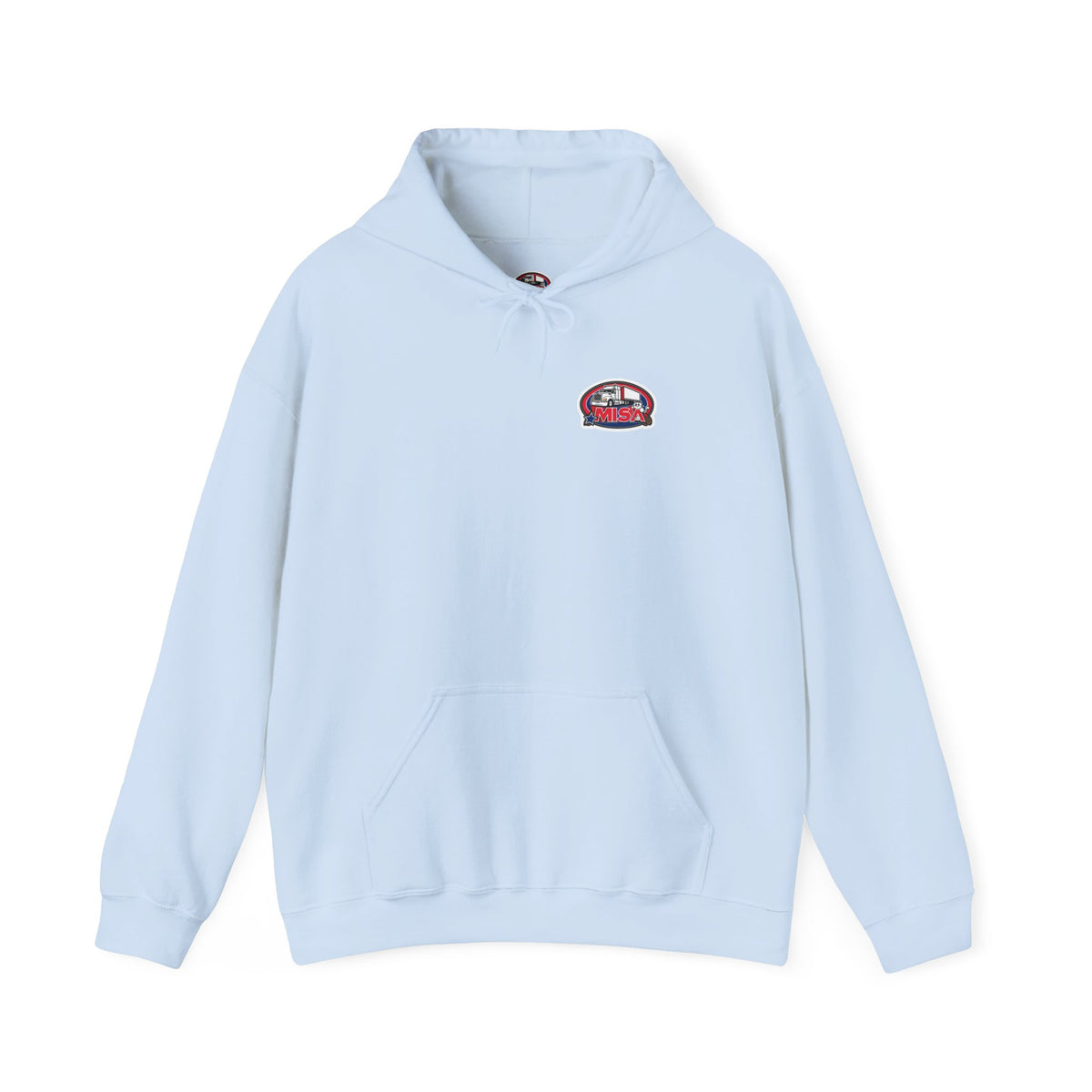 Unisex Heavy Blend™ Hoodie by Printify featuring a vintage 'Misa' design in ash gray, with a hood and comfortable fit.