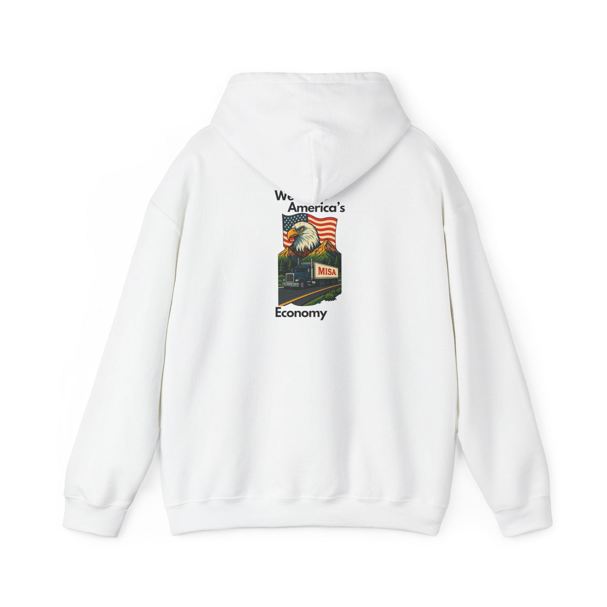 Unisex Heavy Blend™ Hoodie by Printify featuring a vintage Misa design, displayed on a mannequin, showcasing comfort and style.
