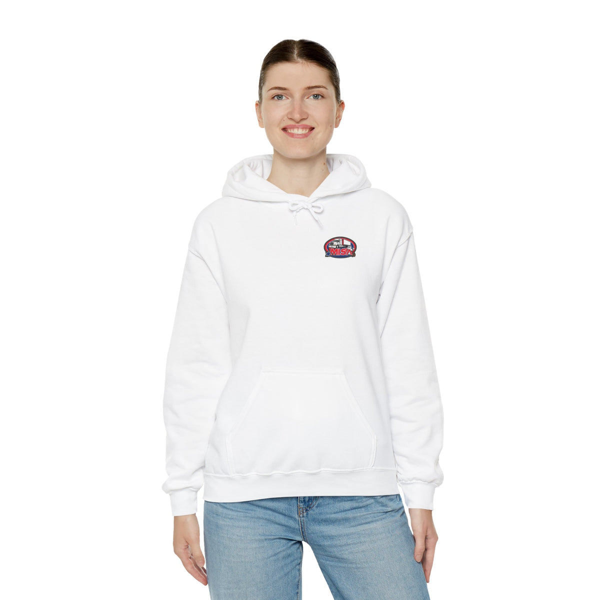 Unisex Heavy Blend hoodie by Printify featuring a vintage Misa design, comfortable fit, and casual style in ash color.