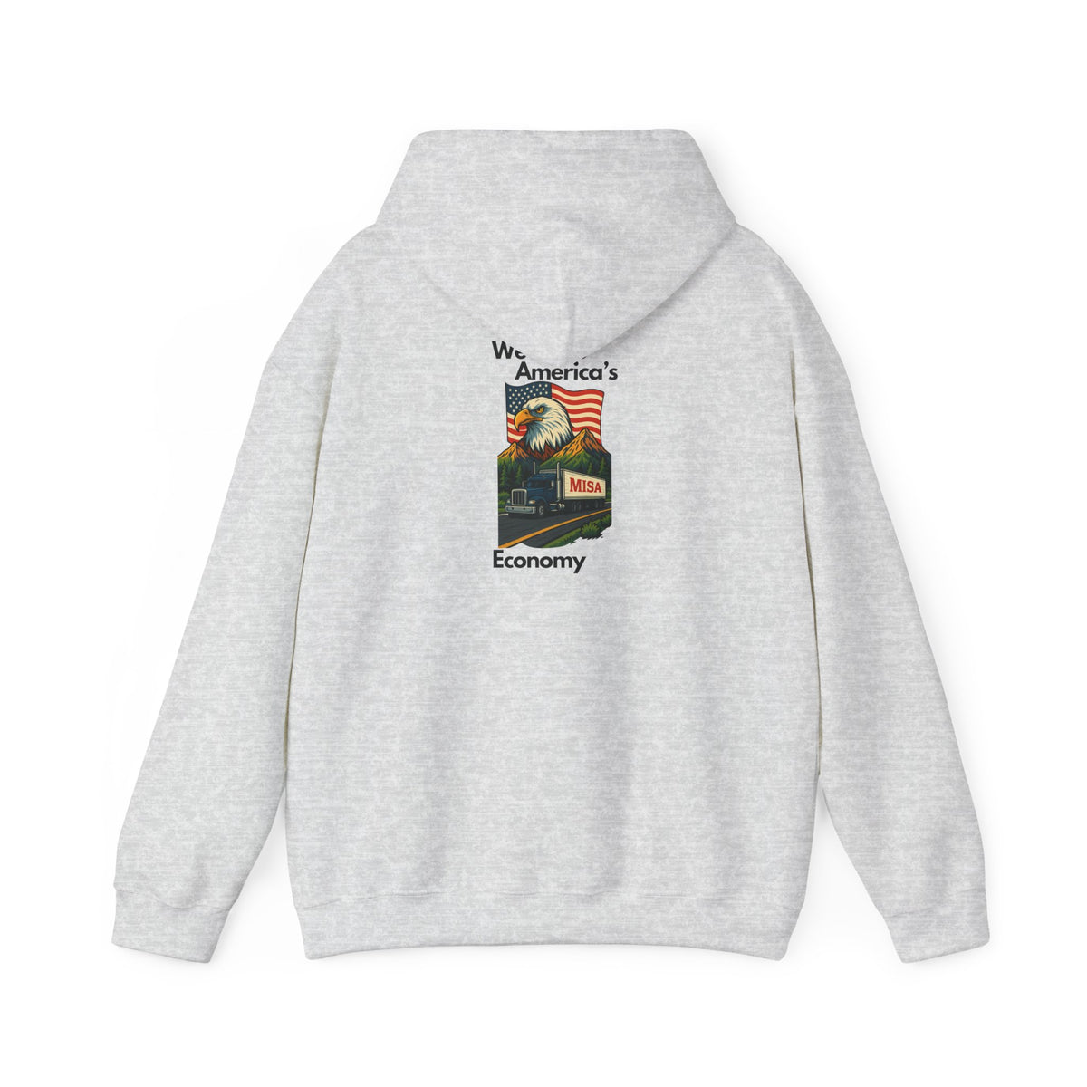 Unisex Heavy Blend™ hoodie by Printify featuring vintage 'Misa' design in ash color, cozy and stylish for casual wear.