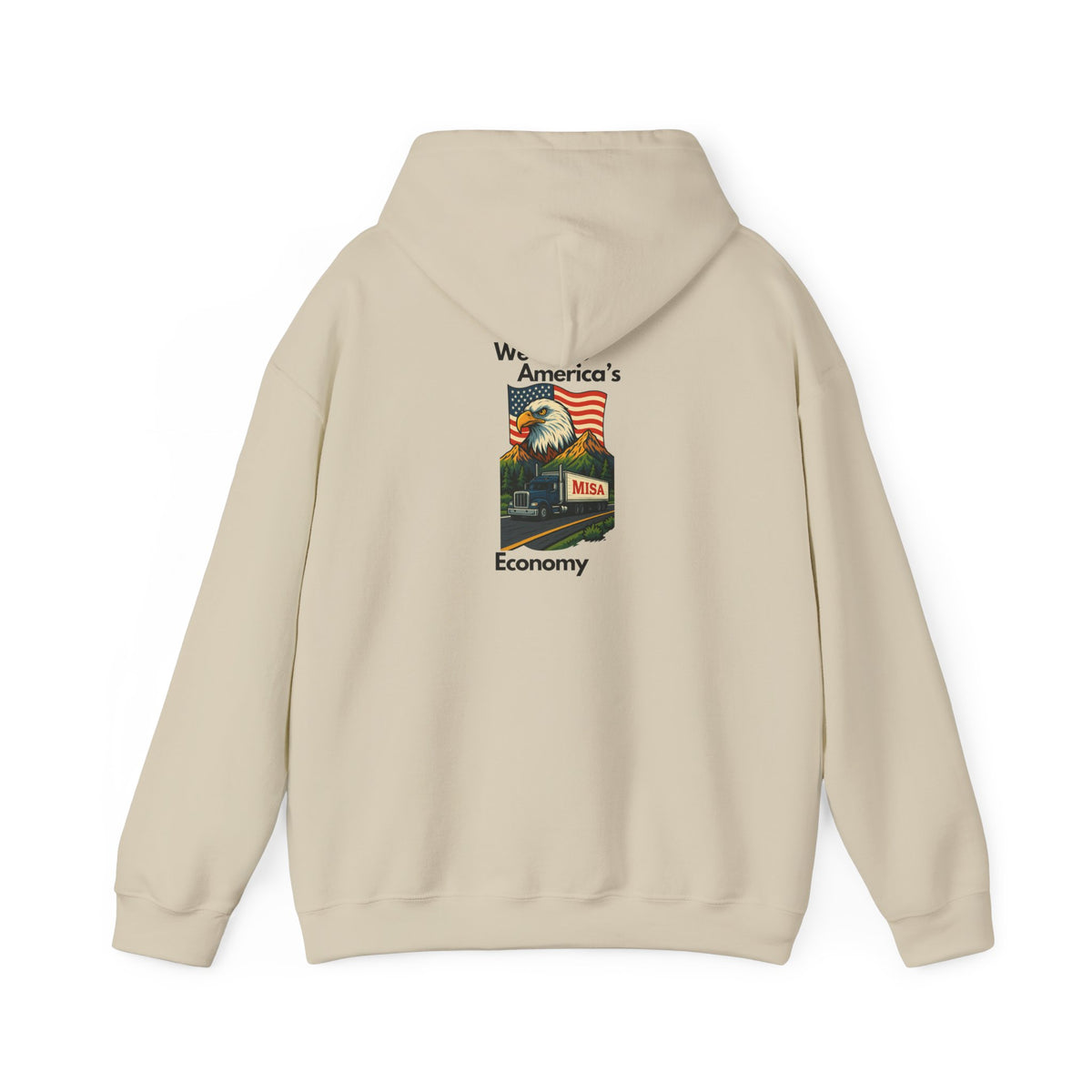 Unisex Heavy Blend™ Hoodie by Printify featuring a vintage 'Misa' design in ash color, showcasing a comfortable, stylish fit.
