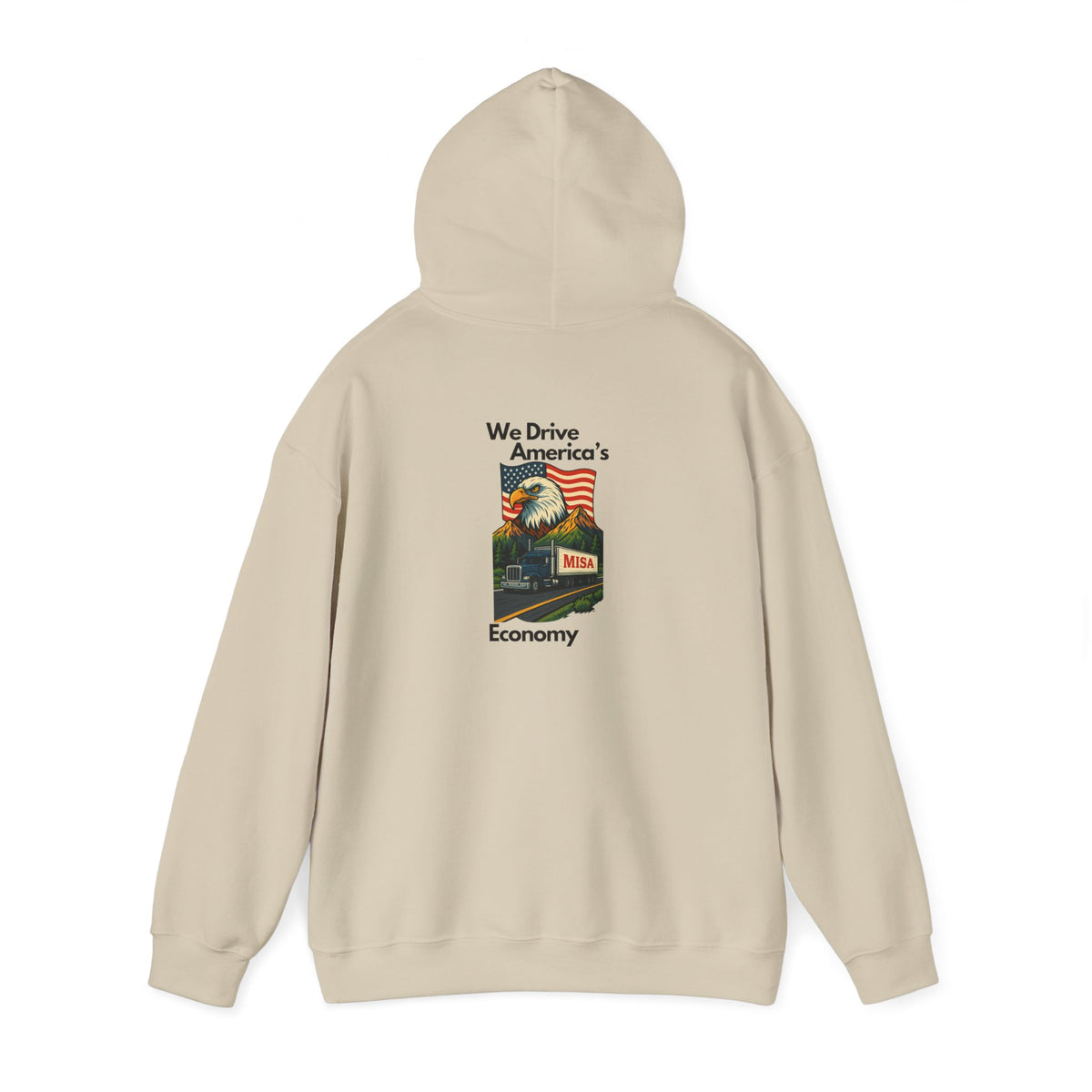 Unisex Heavy Blend™ Hoodie by Printify featuring a vintage 'Misa' design in ash color, showcasing comfort and stylish casual wear.