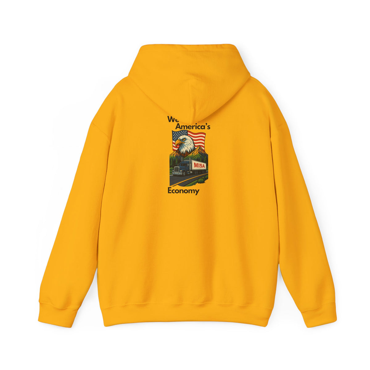 Unisex Heavy Blend hoodie featuring the Misa vintage design, in ash color, with a hood and front pocket for casual comfort.