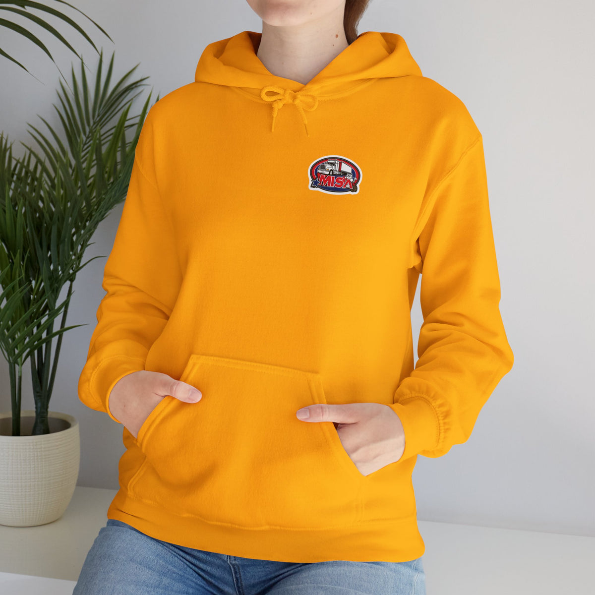 Unisex Heavy Blend™ Hoodie by Printify featuring vintage 'Misa' design, ash color, comfortable fit, and casual style.