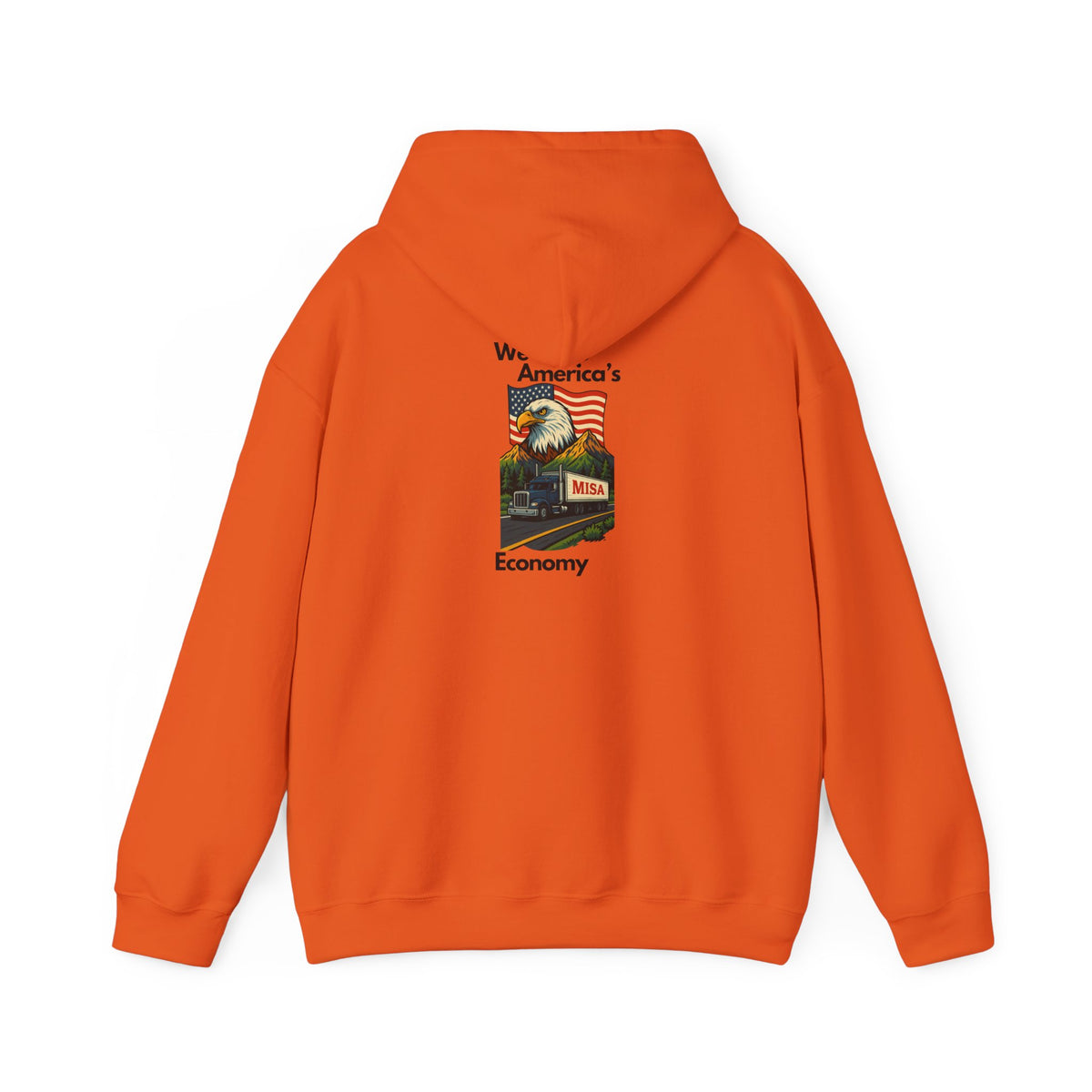 Unisex Heavy Blend™ Hoodie by Printify with Misa vintage design, showing front view on a light gray background.