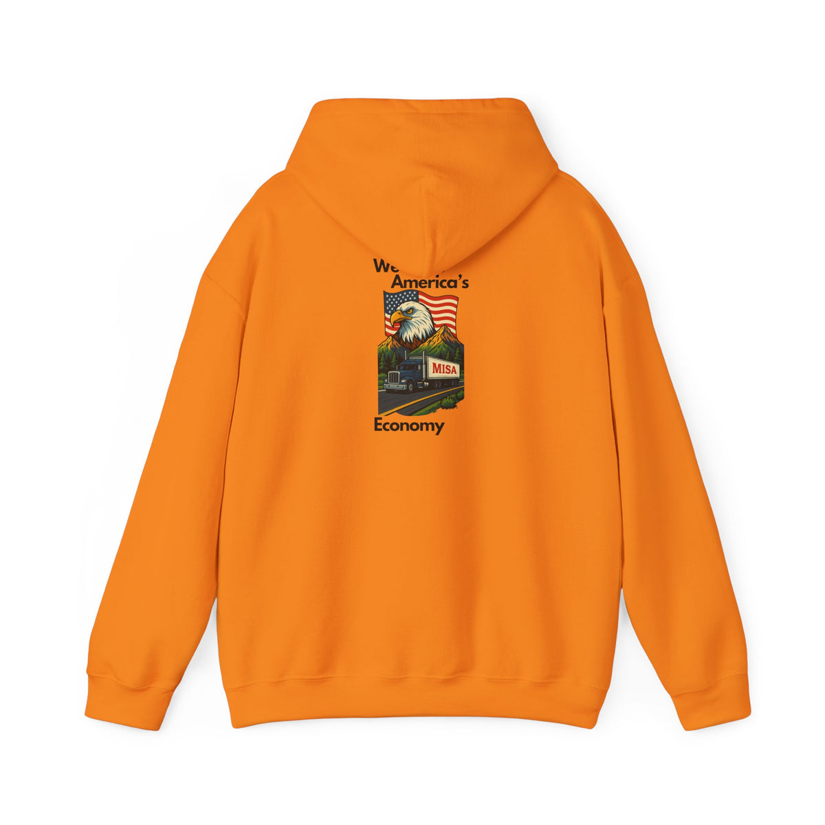 Unisex heavy blend hoodie with Misa vintage design, featuring a hood and front pocket in ash color, for comfort and style.