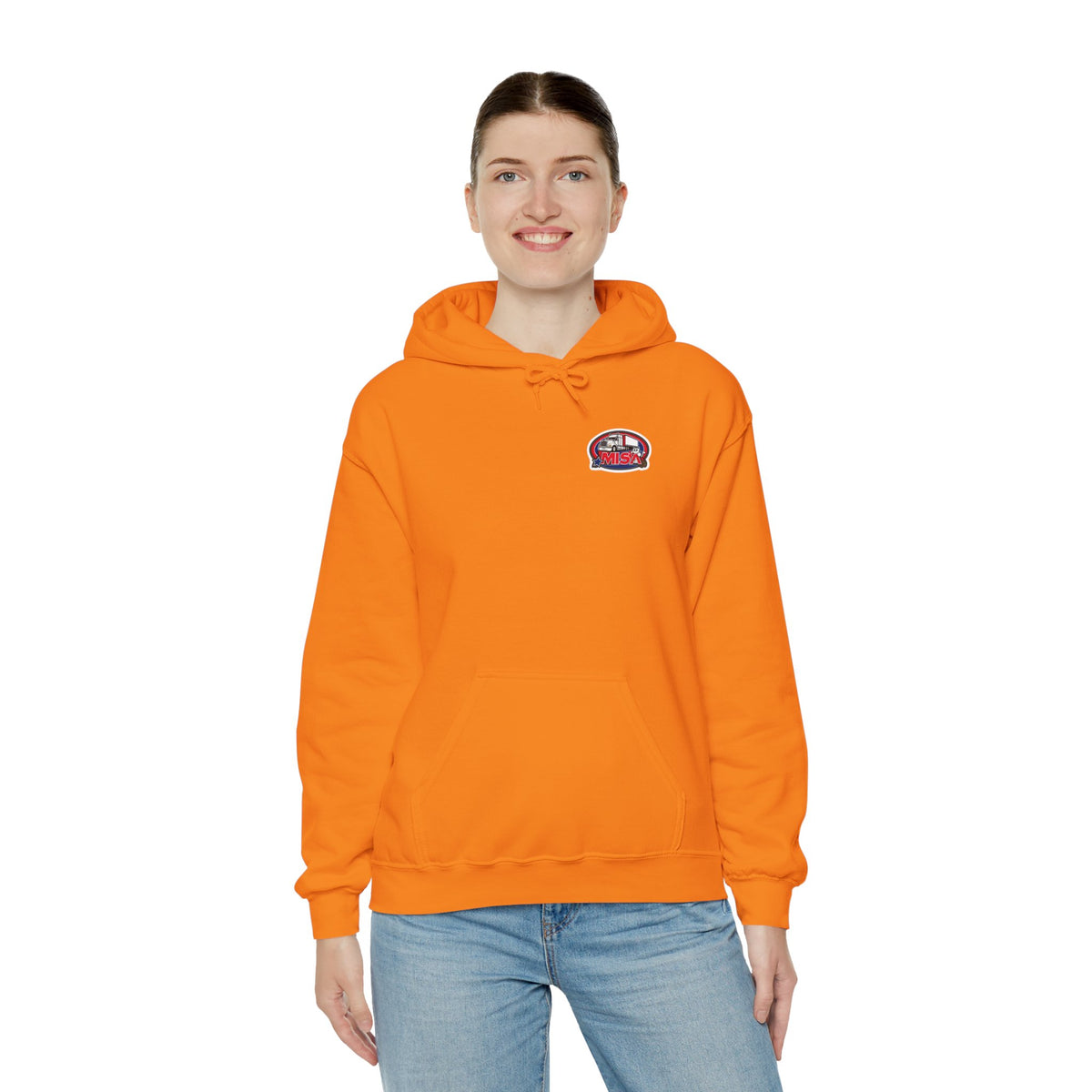 Unisex Heavy Blend™ Hoodie by Printify with Misa vintage design, featuring a comfortable hooded sweatshirt in ash color.