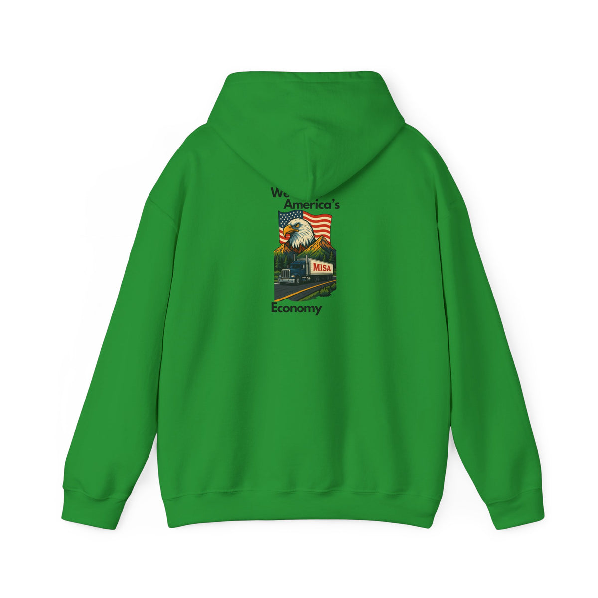 Unisex heavy blend hoodie with vintage Misa design, featuring a hood, front pocket, and comfortable fit in ash color.