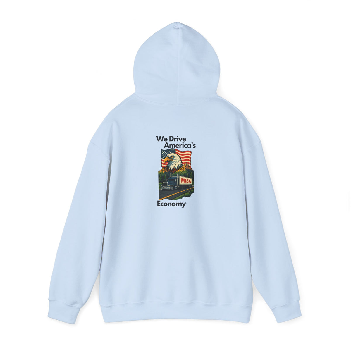 Unisex Heavy Blend™ hoodie with vintage 'Misa' design, featuring a hood, front pocket, and casual style in ash color.
