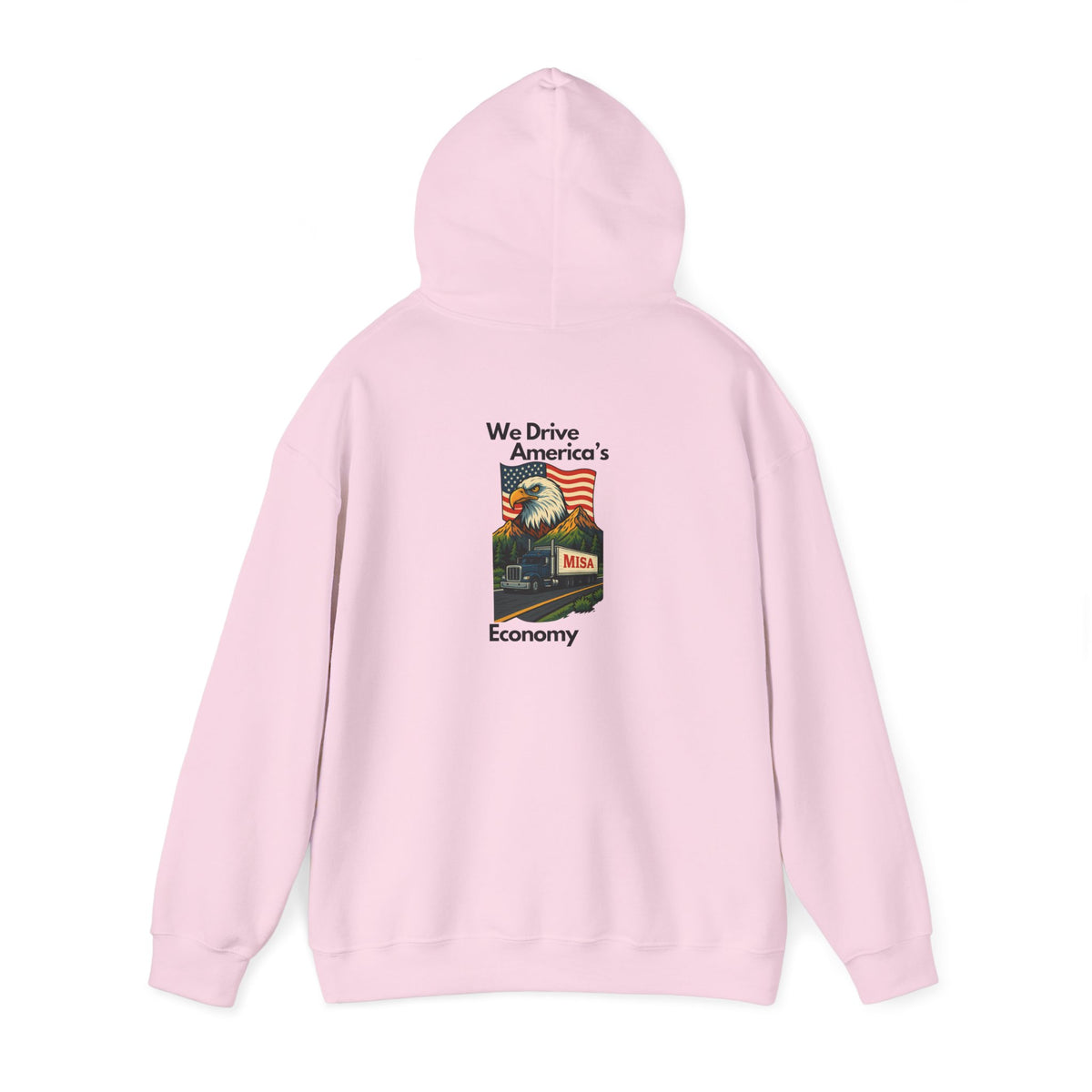 Unisex Heavy Blend™ Hoodie by Printify featuring a vintage "Misa" design in ash color, showcasing a comfortable, stylish hoodie.