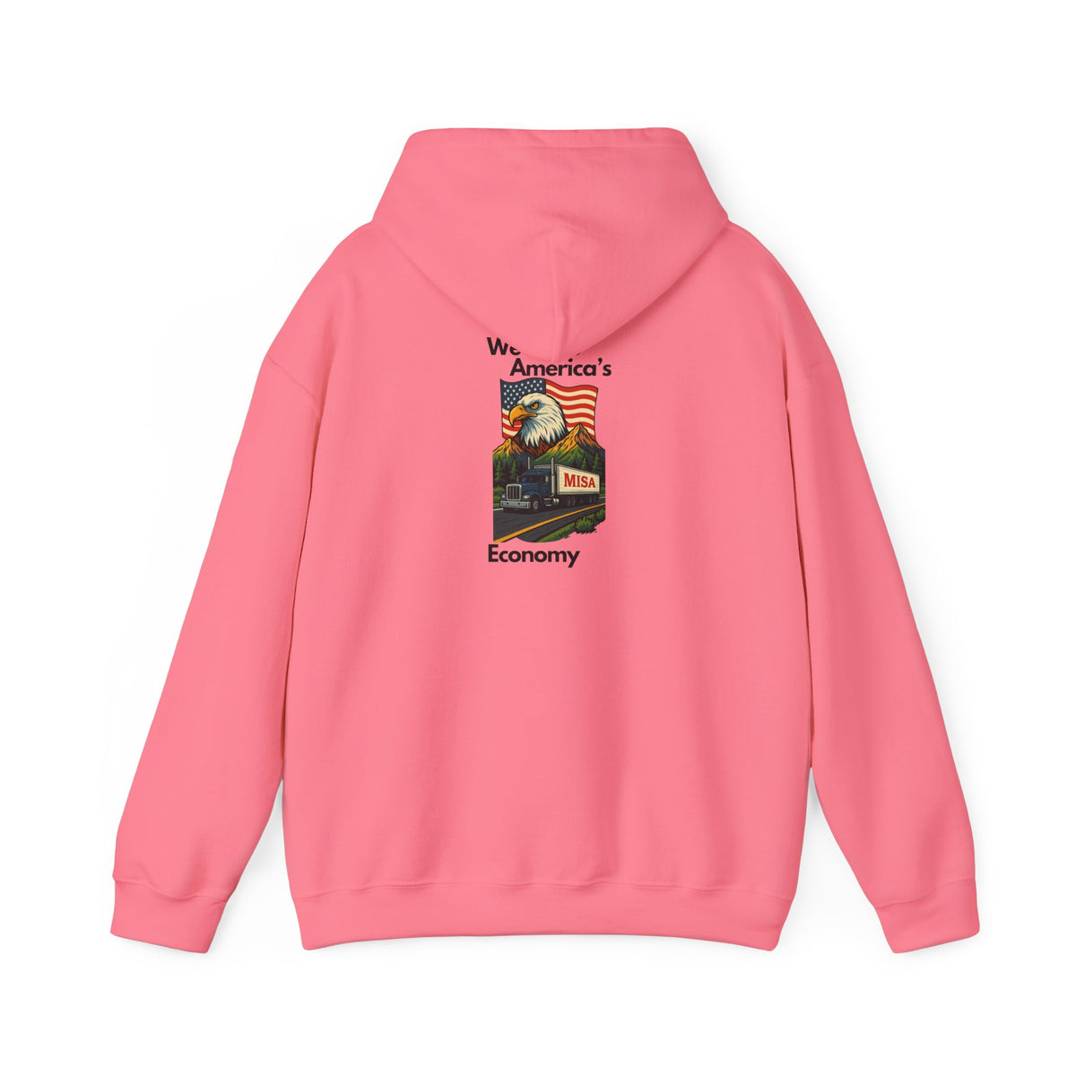 Unisex Heavy Blend™ Hoodie by Printify featuring a vintage 'Misa' design in ash color, with a hood, front pockets, and casual fit.