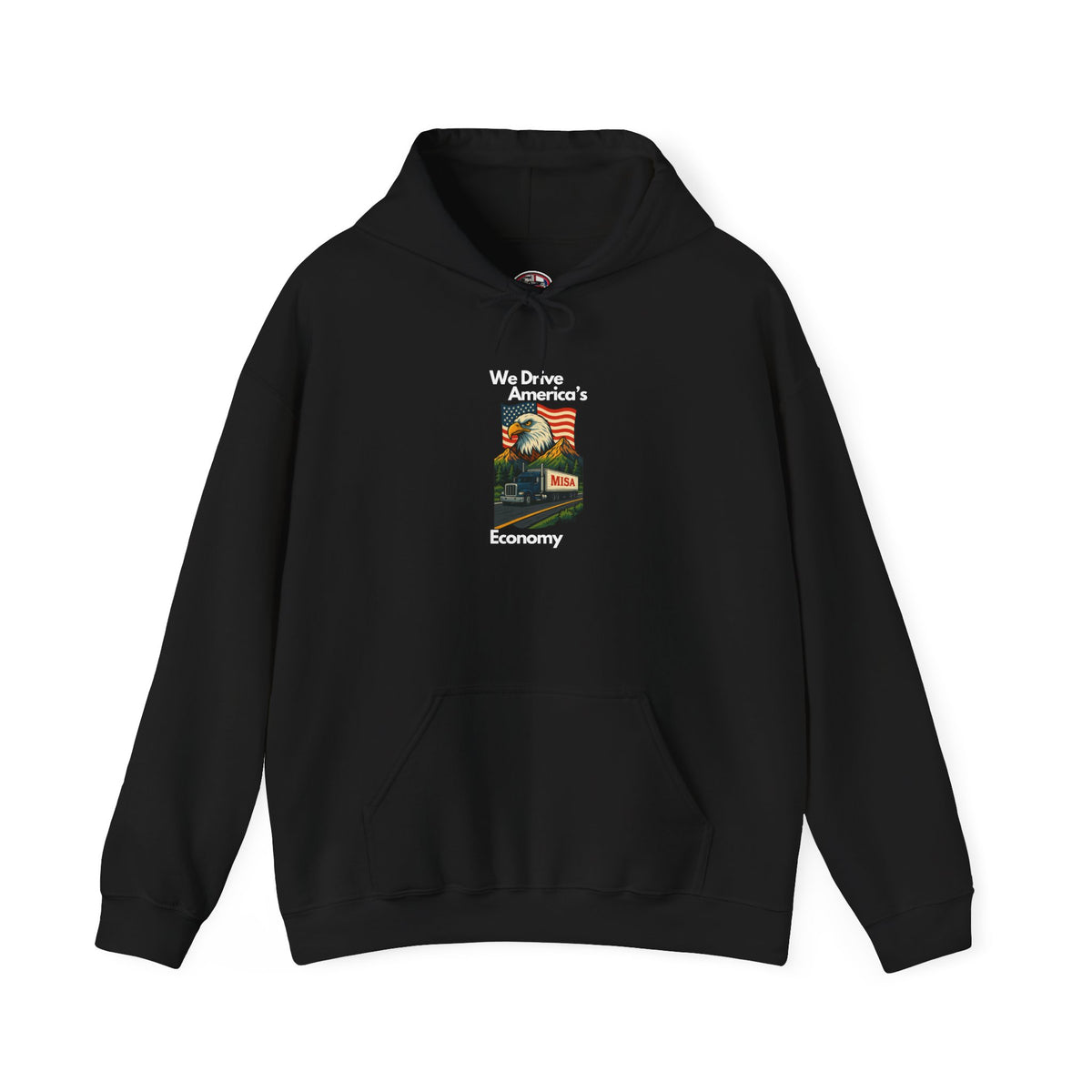 Unisex Vintage Flag Hoodie by Printify featuring a classic flag design on a dark heather heavy blend sweatshirt.