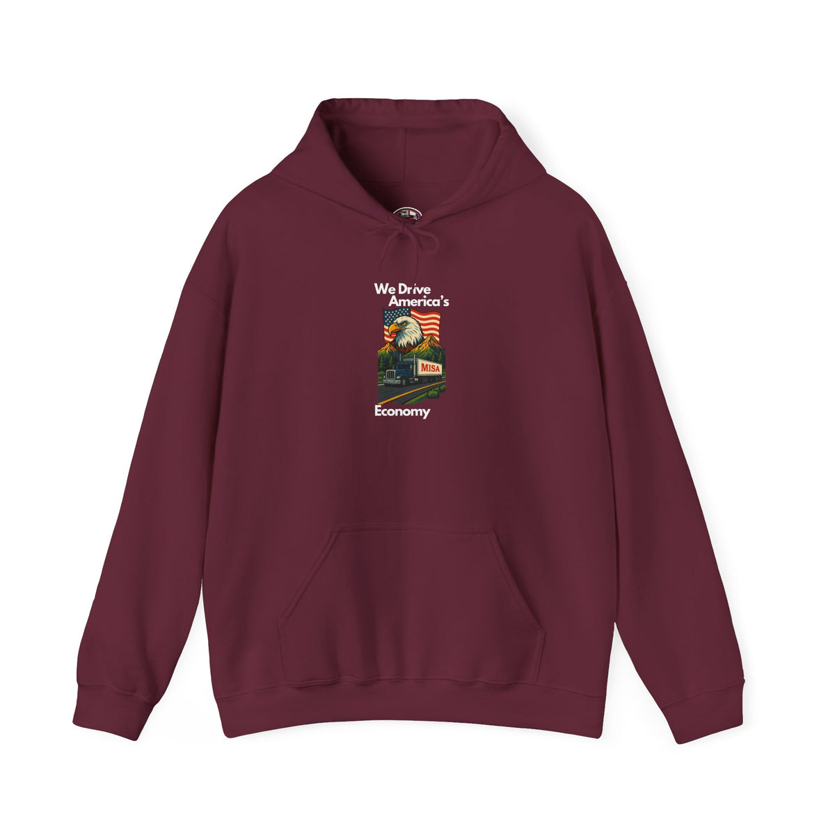 Unisex dark heather hoodie with vintage flag design, made by Printify, featuring a comfortable heavy blend sweatshirt style.