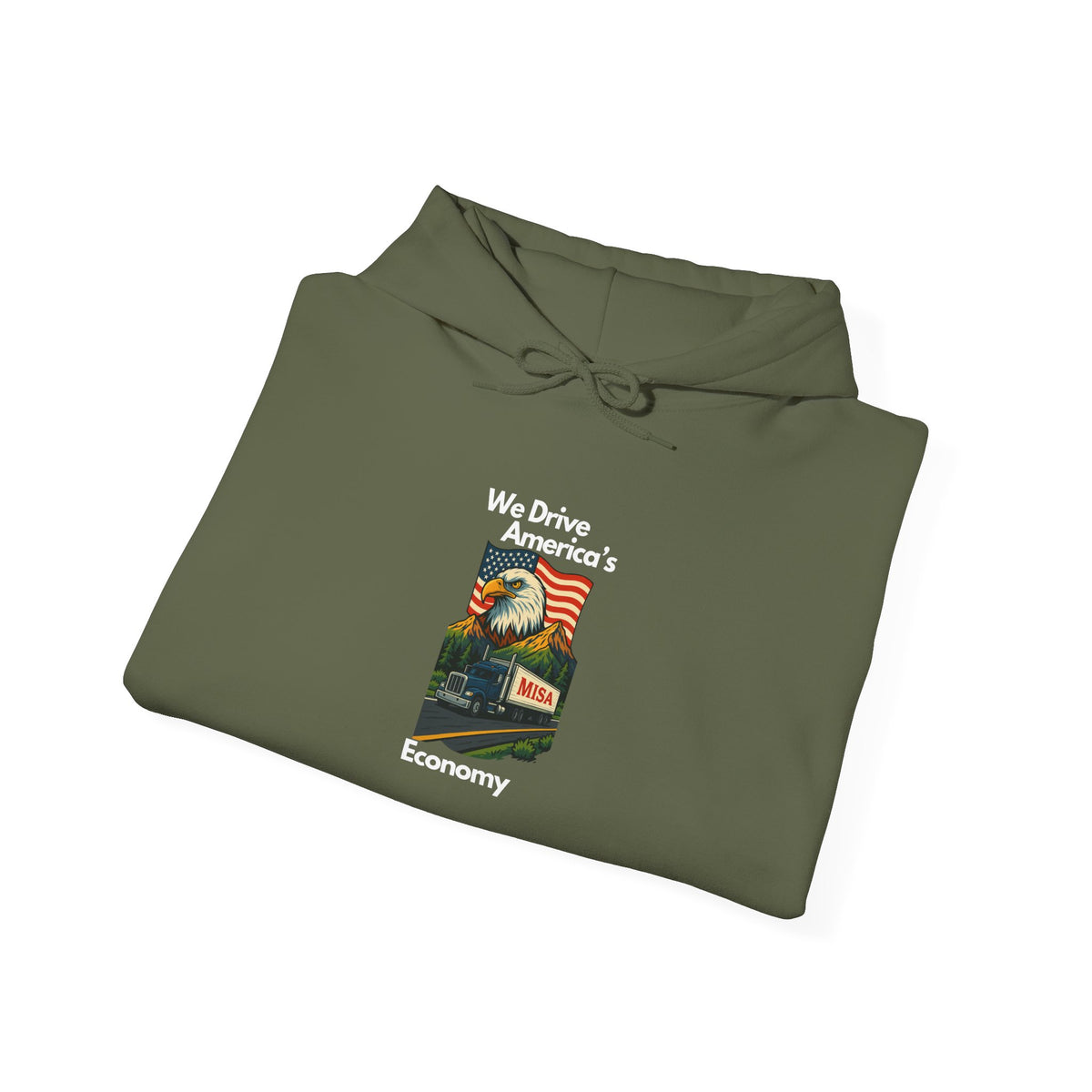 Unisex vintage flag hoodie by Printify in dark heather with bold "We Drive" slogan, heavy blend sweatshirt for casual wear.