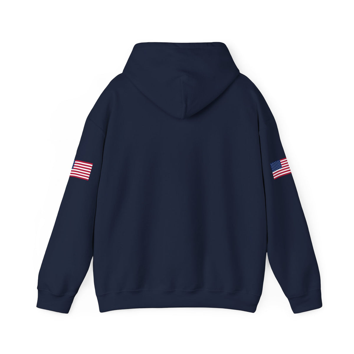 Dark heather hoodie with American flag sleeves and truck graphic, featuring the "Make Trucking Great Again" slogan.