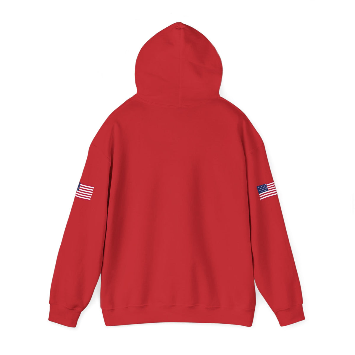 Dark heather hoodie with "Make Trucking Great Again" slogan, featuring American flag sleeves and a semi-truck graphic.