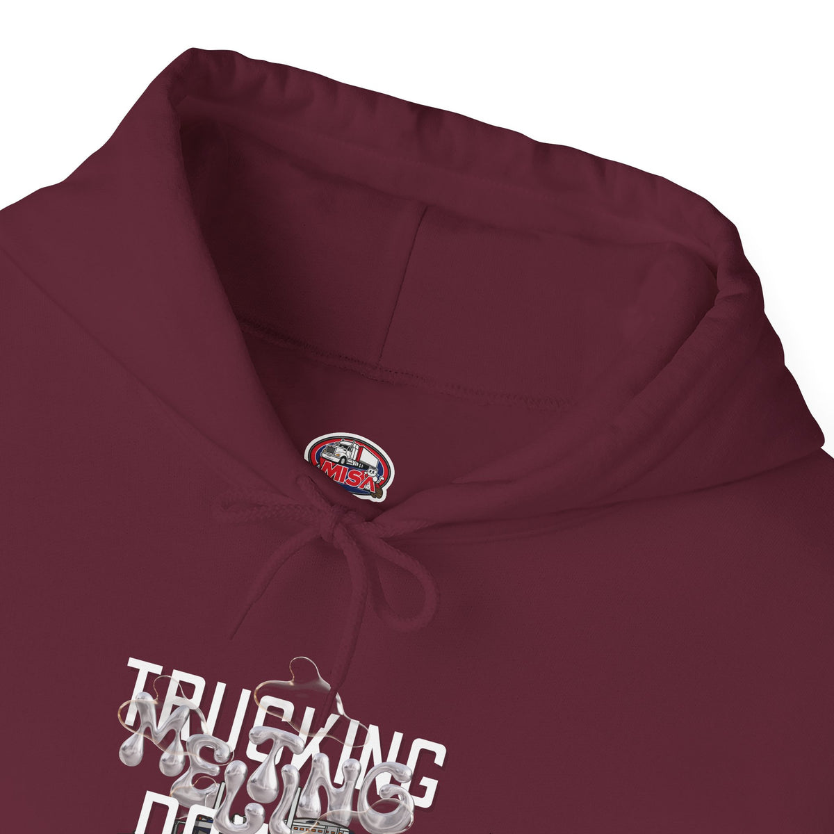 Dark heather trucking meltdown hoodie by Printify featuring trucker and freight broker graphics, casual fit, and comfortable fabric.