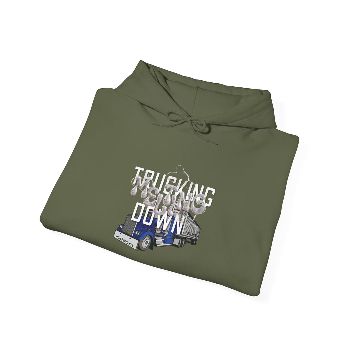 Dark heather trucking meltdown hoodie for truckers and freight brokers by Printify, featuring a comfortable pullover design.