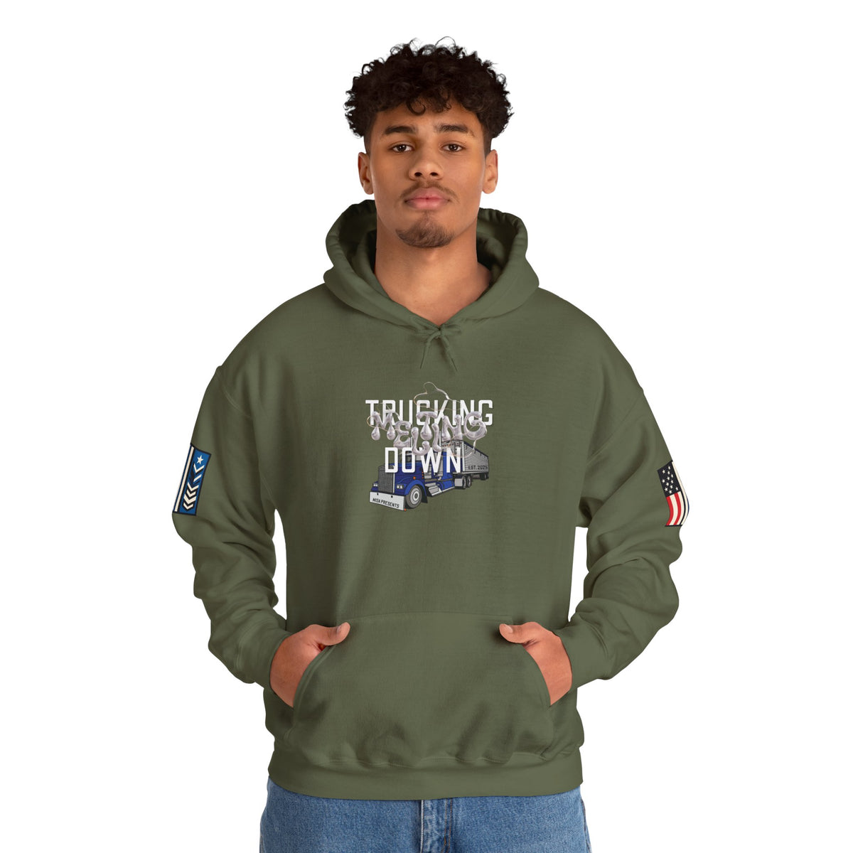 Dark heather trucking meltdown hoodie by Printify, featuring trucker and freight broker-themed design, made for comfort and style.