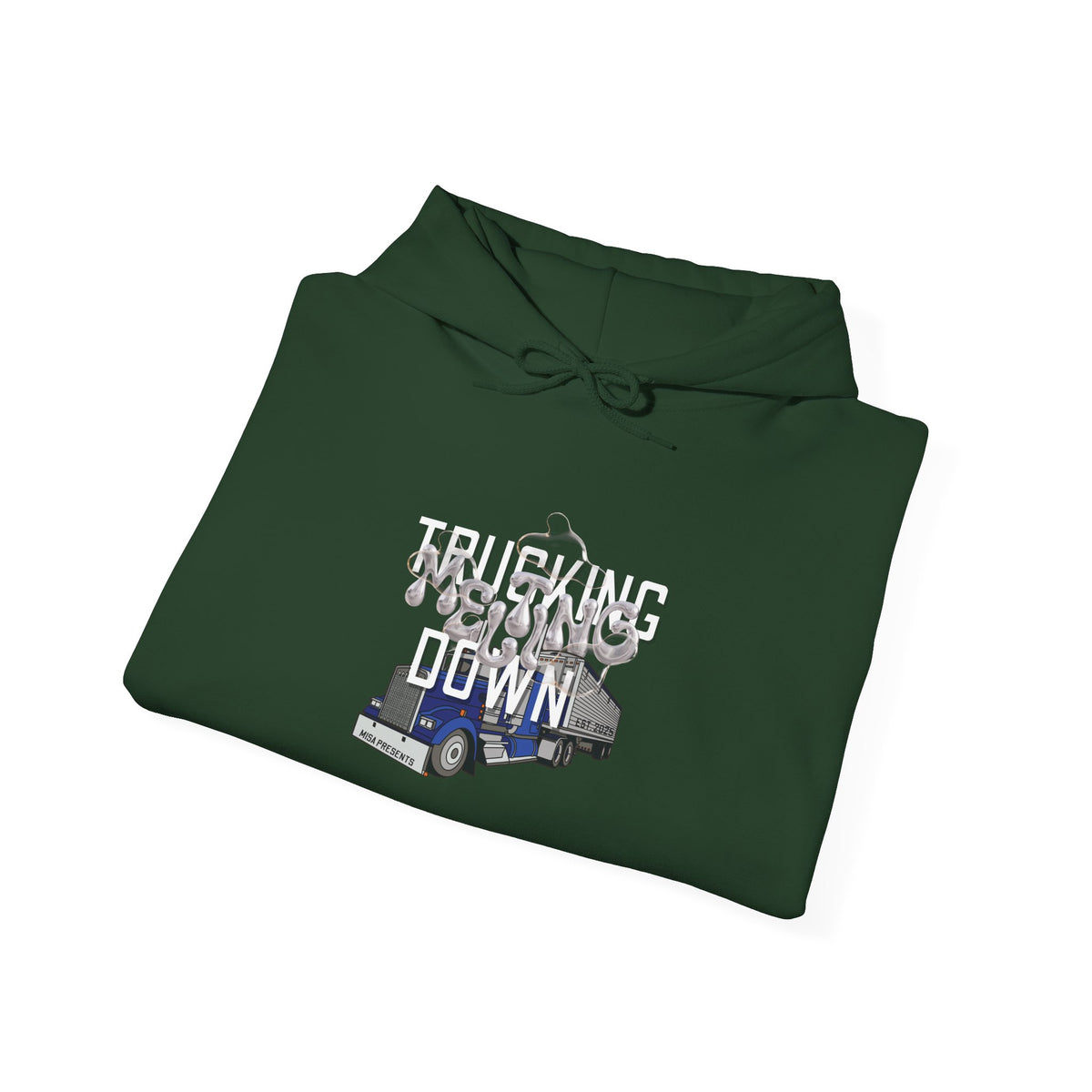 Dark heather trucking meltdown hoodie by Printify featuring bold trucker and freight broker graphics on a comfortable hoodie.
