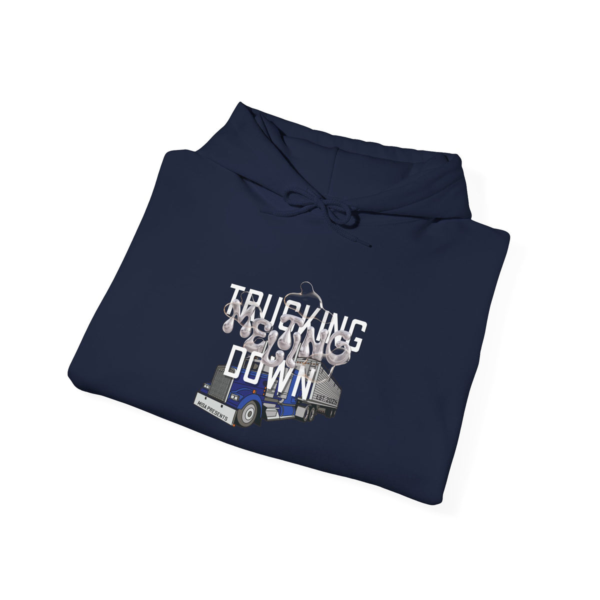 Dark heather trucking meltdown hoodie for truckers and freight brokers, featuring a comfortable printify hoodie design.