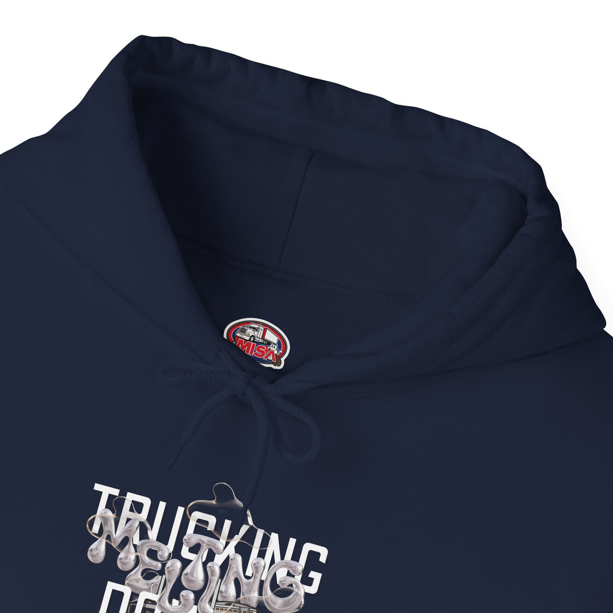 Dark heather trucking meltdown hoodie by Printify featuring trucker and freight broker graphics, casual fit and comfortable fabric.