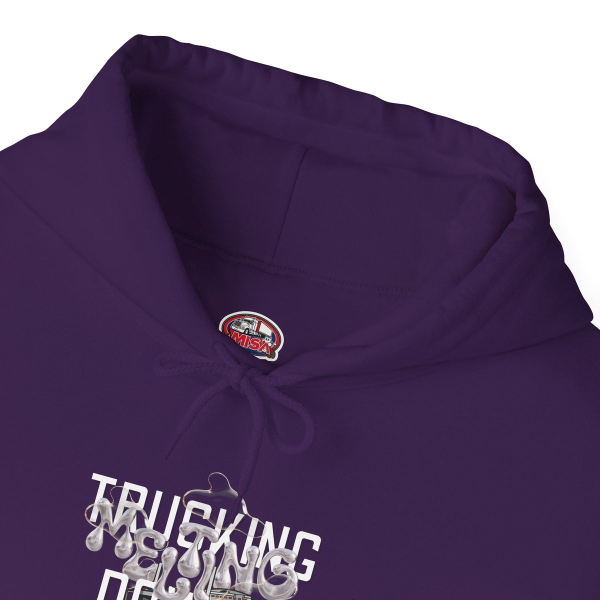Dark heather trucking meltdown hoodie for truckers and freight brokers by Printify, featuring a comfortable casual hoodie design.
