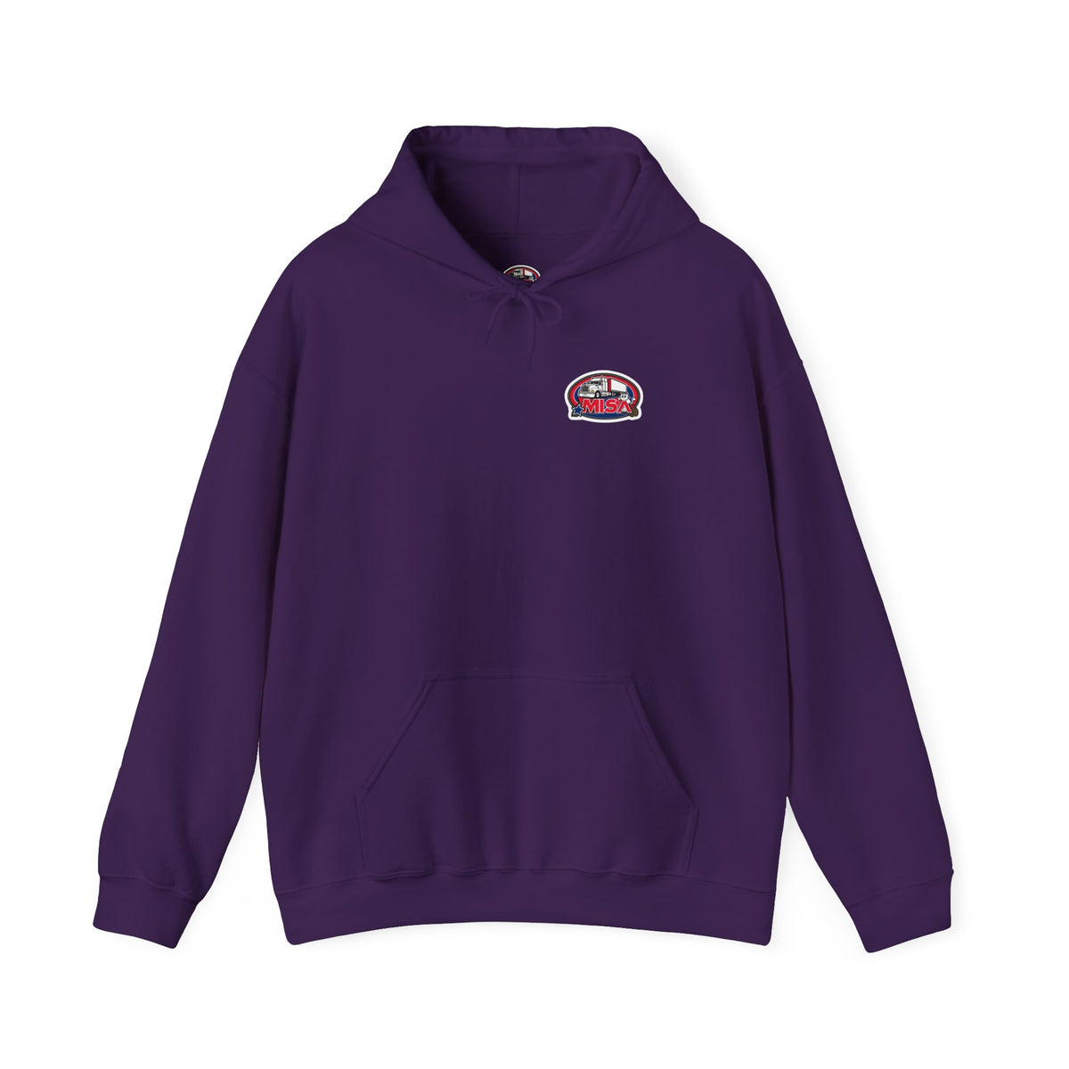 Navy vintage-inspired graphic hoodie by Printify featuring an USA map and eagle design, perfect for adventure seekers.