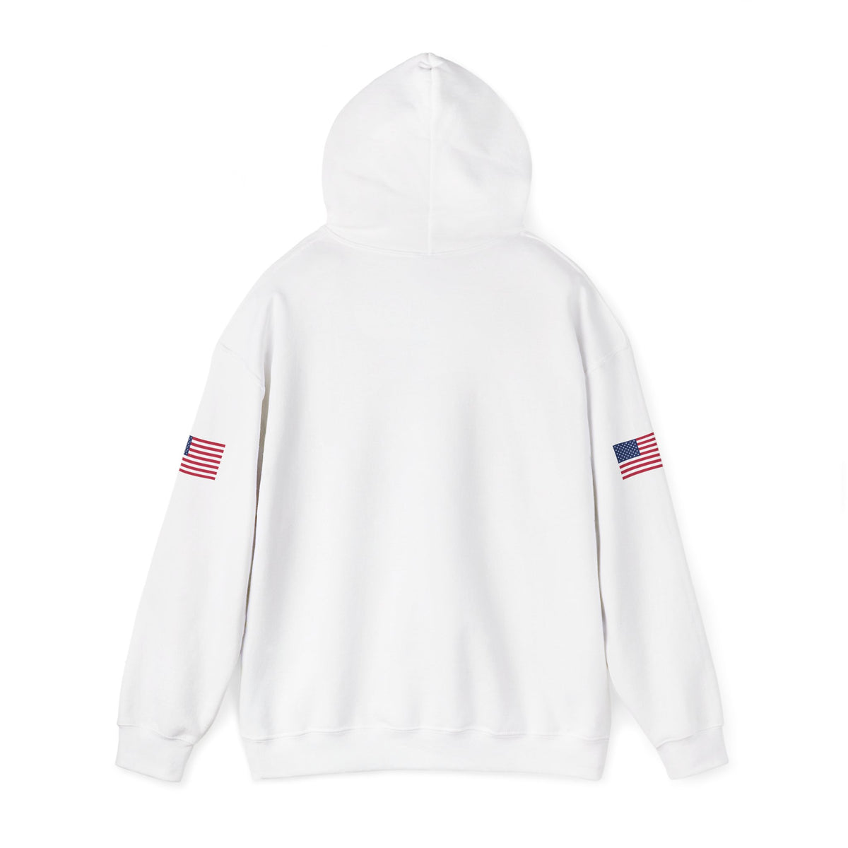 Gray Trucker Hoodie with American flag sleeves and "Make Trucking Great Again" slogan, by Printify.