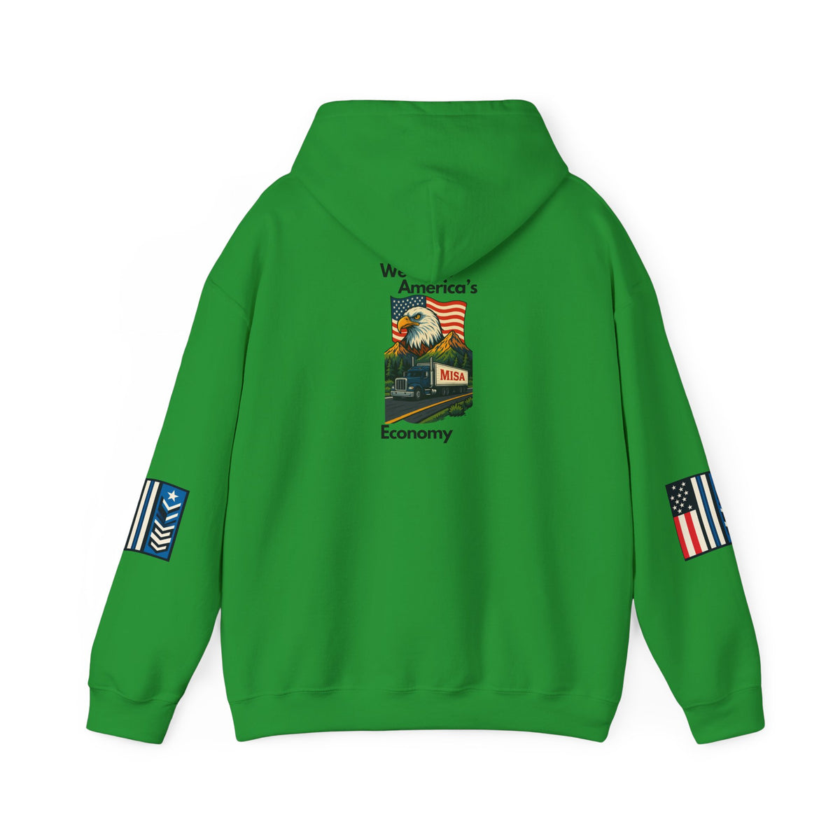 Vintage-inspired unisex hoodie by Printify featuring patriotic graphics on a grey fabric background.
