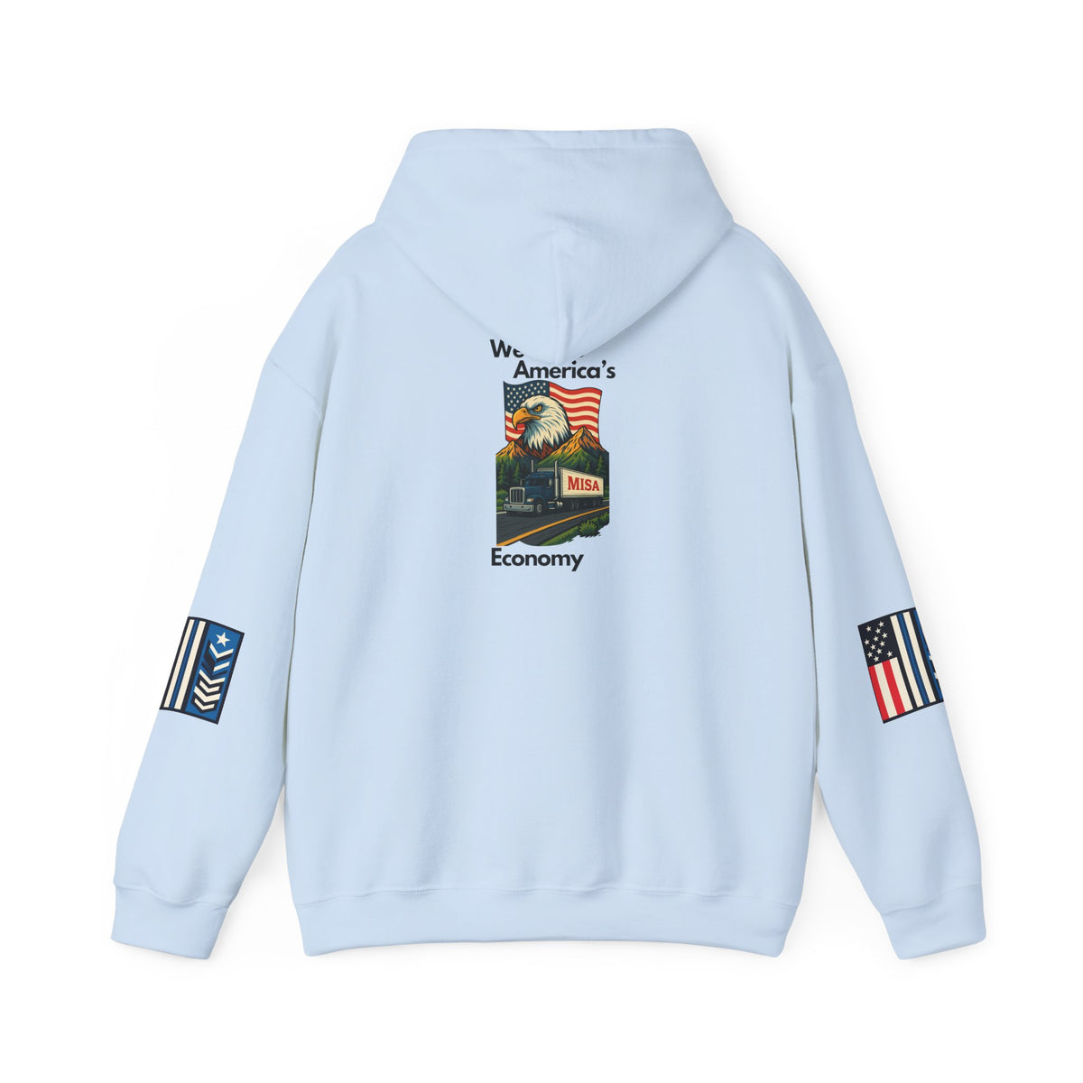 Vintage-inspired unisex hoodie with patriotic graphics in sport grey, made by Printify, featuring classic design and bold print.
