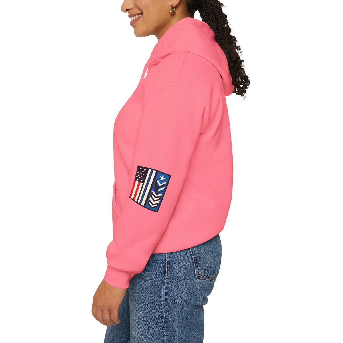 Vintage-inspired unisex hoodie by Printify featuring patriotic graphics in sport grey fabric.