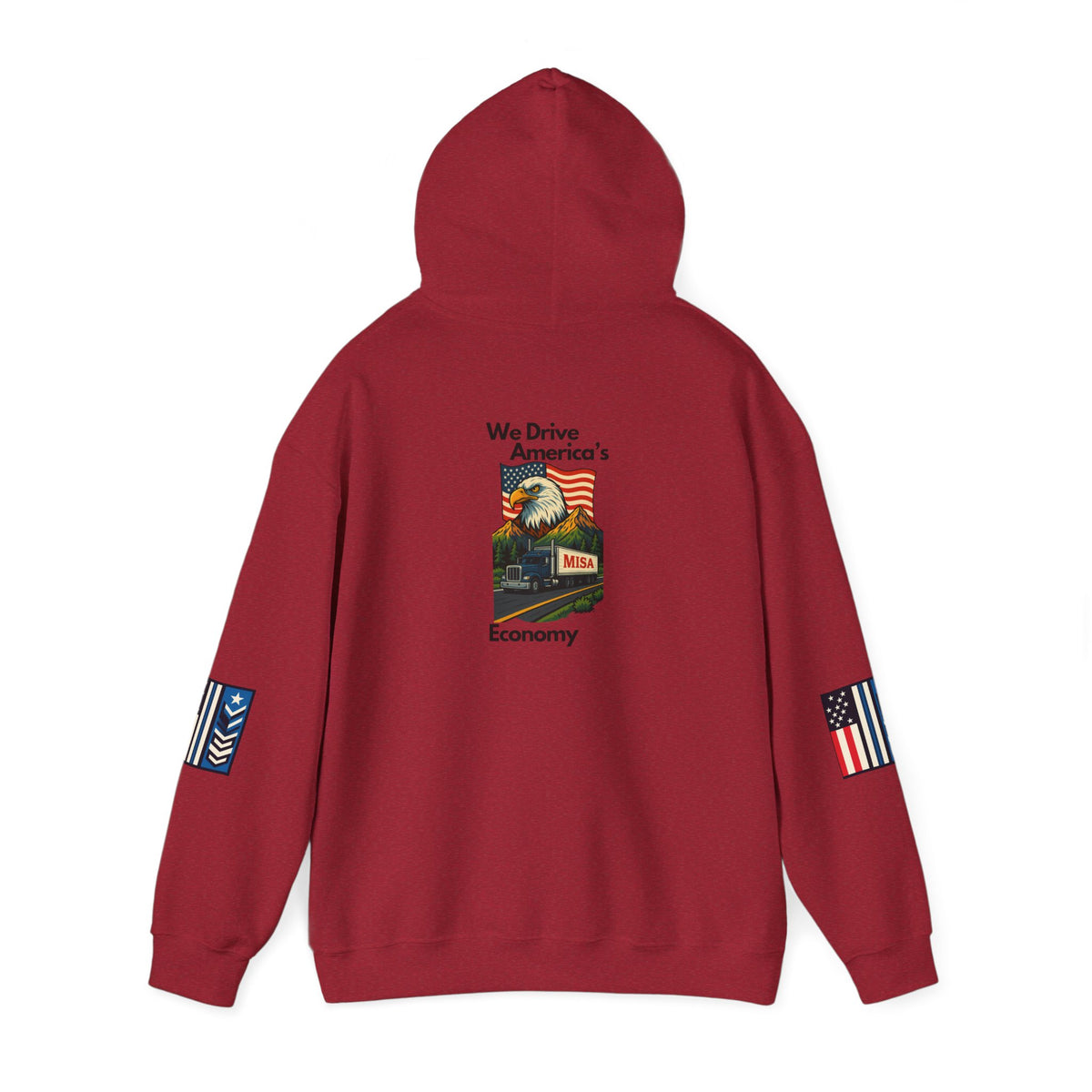 Vintage-inspired unisex hoodie with patriotic graphics, in sport grey, by Printify, featuring bold, eye-catching design.