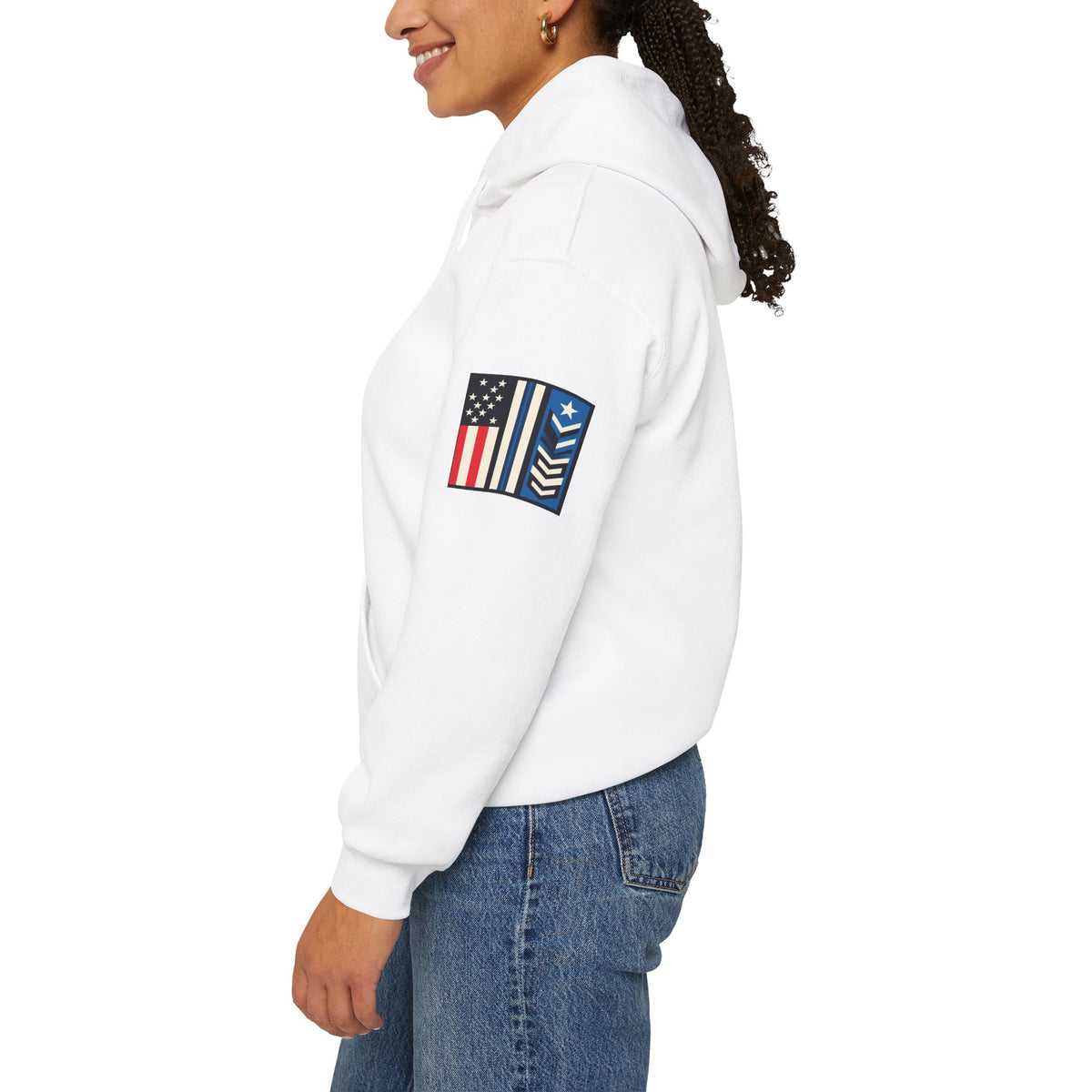 White Melting Down unisex hoodie featuring trucking design by Printify, casual and comfortable with a bold graphic print.