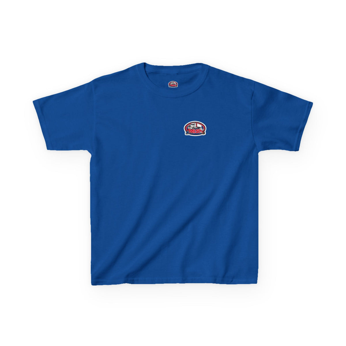 Purple kids' T-shirt from Printify featuring a humorous truck design with the phrase "Sir, You Can't Park Here!"